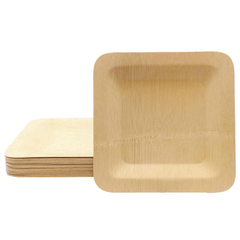 TableCraft Products BAMDSP10 10 Inch Square Bamboo Disposable Plate
