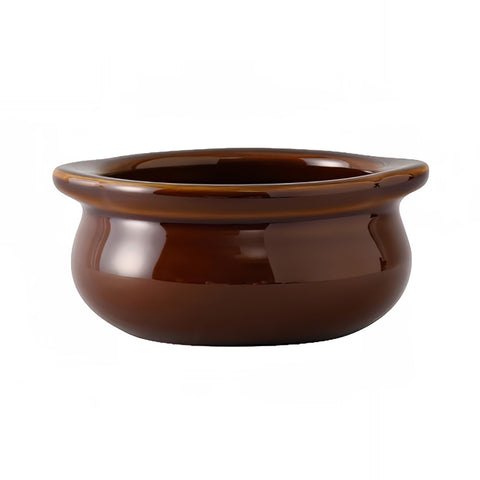 Tuxton China BAS-1003 10 oz Onion Soup Crock, Caramel DuraTux Ceramic
