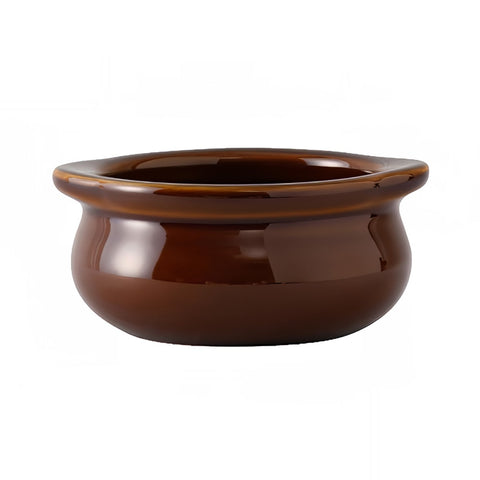 Tuxton China BAS-1003 10 oz Onion Soup Crock, Caramel DuraTux Ceramic