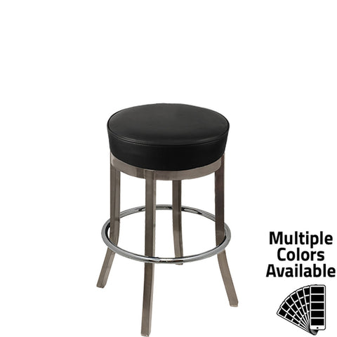 Oak Street Manufacturing BB-288-CCS XL Button Top Backless Barstool with Clear Coat Stationary Frame