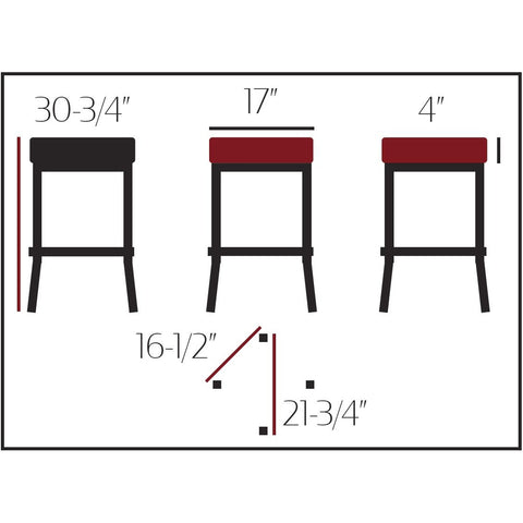 Oak Street Manufacturing BB-288-CCS XL Button Top Backless Barstool with Clear Coat Stationary Frame