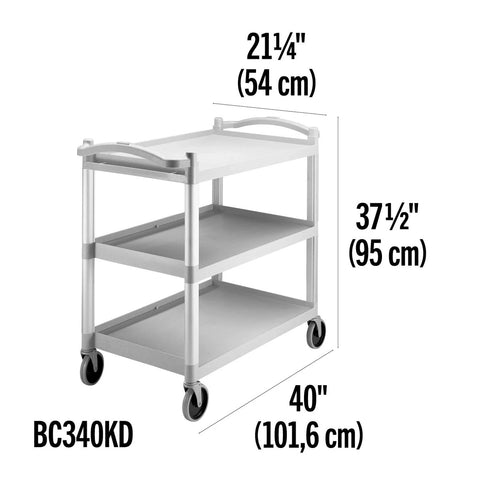 Cambro BC340KD110 Black 3-Shelf KD Large Utility Cart