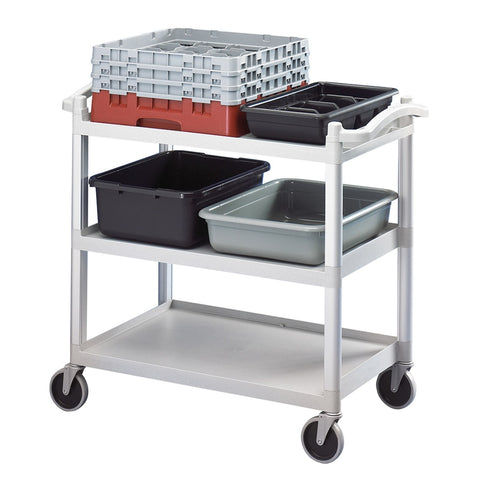 Cambro BC340KD480 3-Shelf Knockdown Polypropylene Utility Cart, 400 lb Capacity, Speckled Gray
