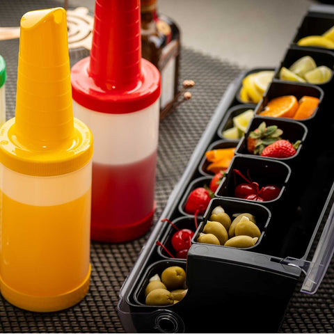 TableCraft Products BCD6000BK First In, First Out Garnish Station Bar Condiment Holder