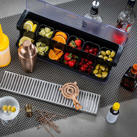 TableCraft Products BCD6000BK First In, First Out Garnish Station Bar Condiment Holder