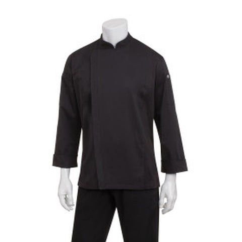 Chef Works BCLZ008BLKXL Men's Hartford Chef Coat - Black, XL