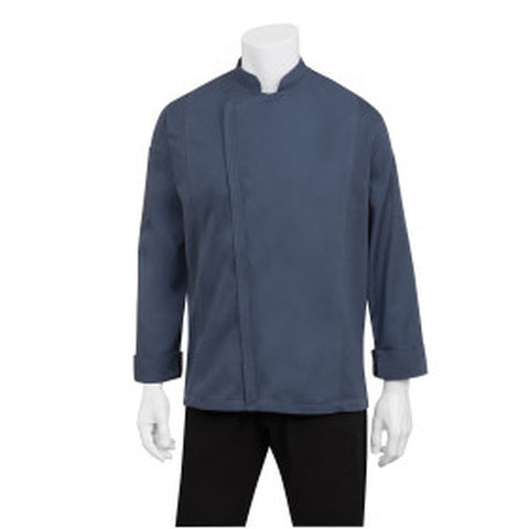 Chef Works BCLZ008BLUXS Men's Hartford Chef Coat - Blue, XS