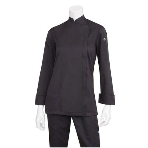 Chef Works BCWLZ005BLKL Women's Single-Breasted Hartford Chef Coat