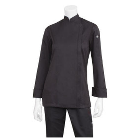 Chef Works BCWLZ005BLKM Hartford Women's Chef Coat, Black, Medium