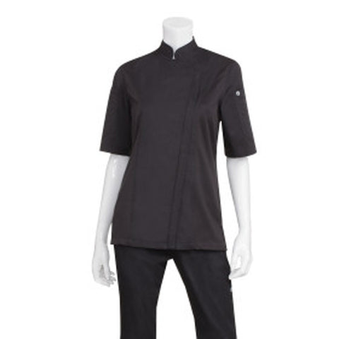 Chef Works BCWSZ006BLKM Springfield Women's Short Sleeve Chef Coat - Black