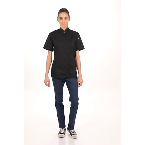 Chef Works BCWSZ006BLKXS Springfield Women's Chef Coat, Black, XS