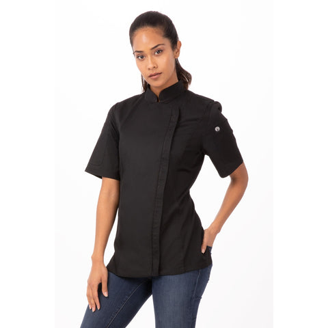 Chef Works BCWSZ006BLKXS Springfield Women's Chef Coat, Black, XS