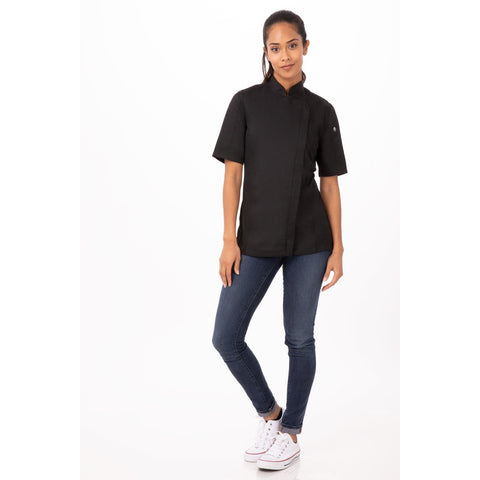 Chef Works BCWSZ006BLKXS Springfield Women's Chef Coat, Black, XS