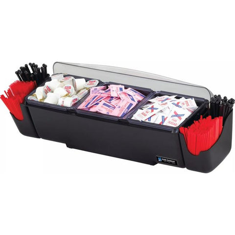 San Jamar BD4003 The Dome Condiment Center - 12 Pint, 3 Tray, Black