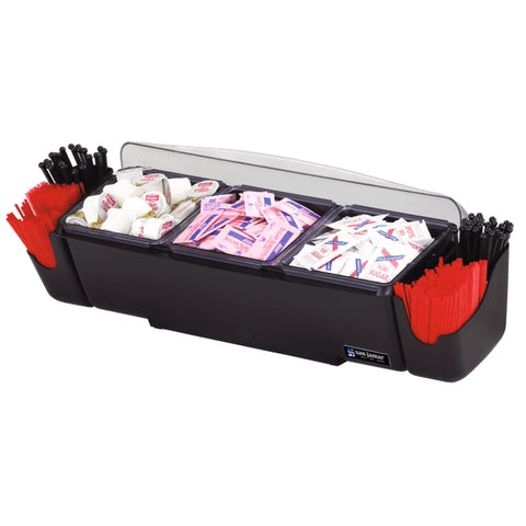 San Jamar BD4003 The Dome Condiment Center - 12 Pint, 3 Tray, Black