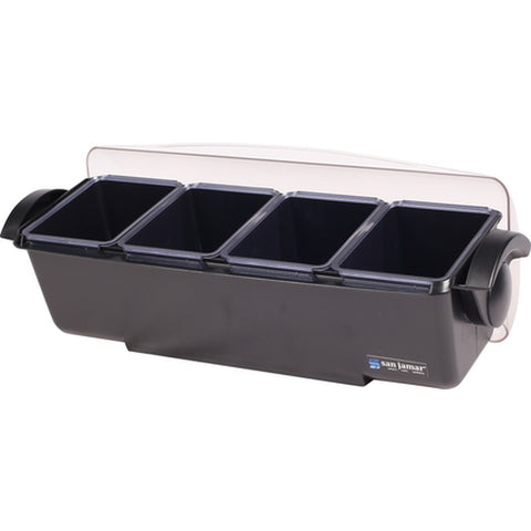 San Jamar BD4004 The Dome Condiment Center - 12 Pint, 4-Tray, Black