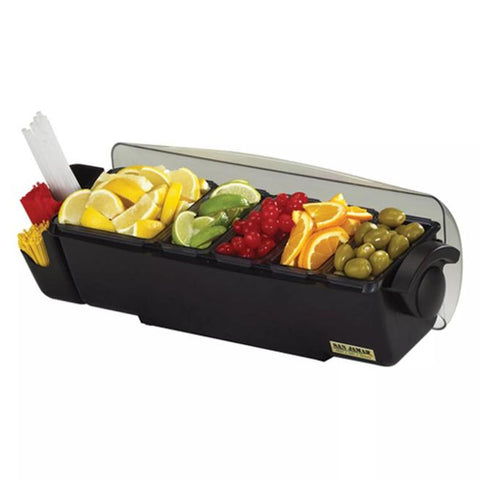 CFS Brands BD4005S Dome Garnish Center, 8 Pint, 5 Tray, Black