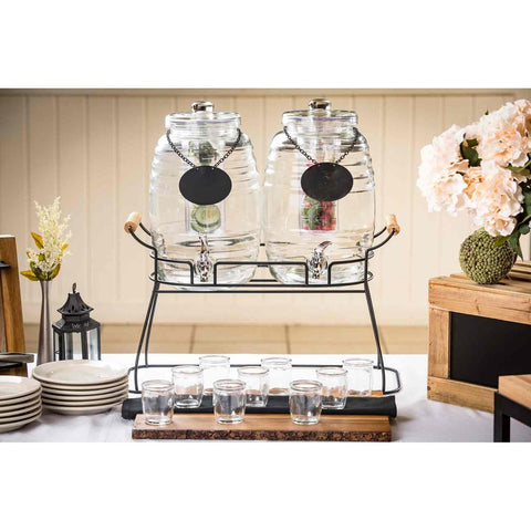 TableCraft BDG1000 Beehive Collection 2.5 Gallon Glass Beverage Dispenser with Chalkboard Sign