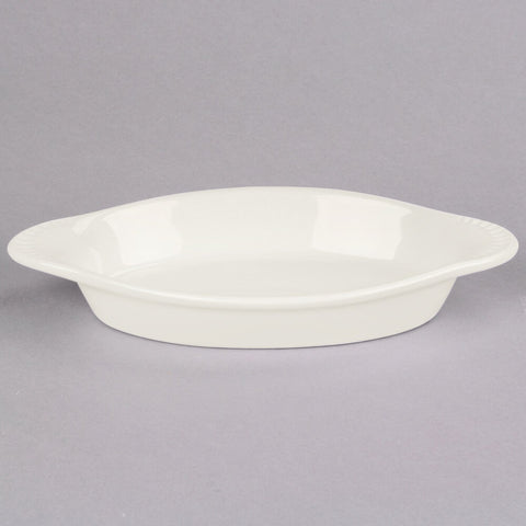 Tuxton China BEN-150 17 oz. Eggshell Oval DuraTux Welsh Rarebit