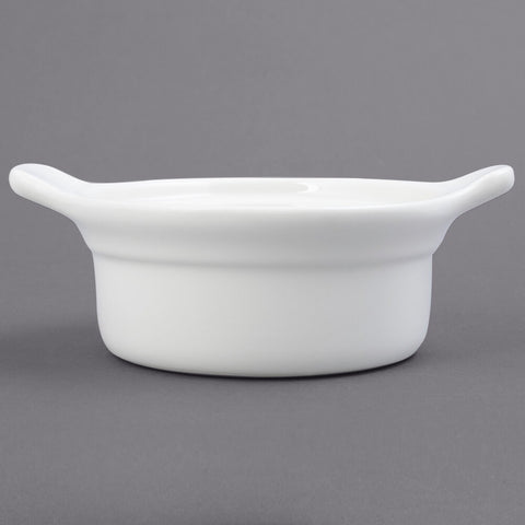 Tuxton China BES-1004 10 oz. Eggshell Ceramic Casserole Dish with Lug Handles