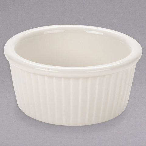 Tuxton China BEX-0602 6 oz. Eggshell Fluted China Ramekin