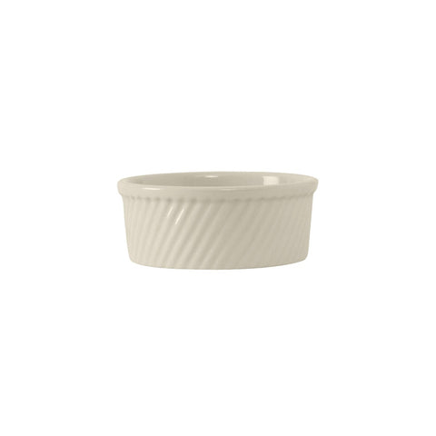 Tuxton China BEX-0804 8 oz. Eggshell Swirl Vitrified China Souffle Ramekin