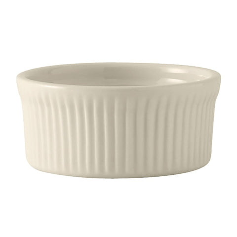 Tuxton China BEX-1002 10 oz Round Fluted Souffle Dish / Ramekin - American White/Eggshell