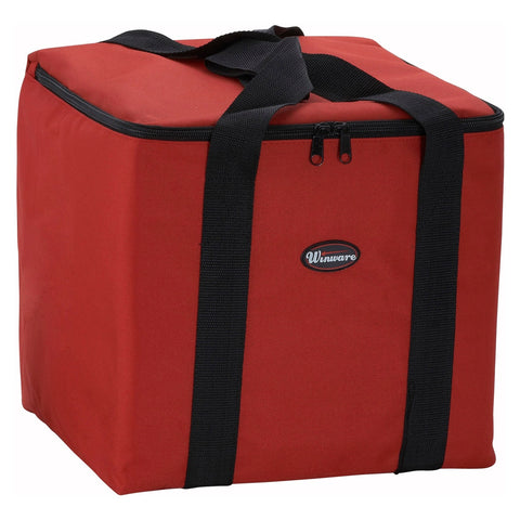 Winco BGDV-12 Insulated Pizza Delivery Bag, 12" x 12" x 12\" Red