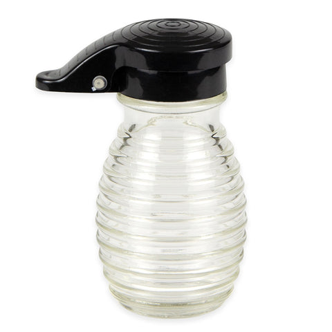 Tablecraft Products BH2MPBK Beehive Glass Salt/Pepper Shaker with Black Flip Top Lid