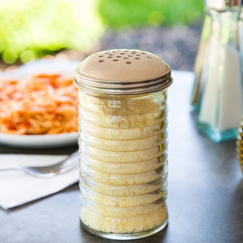 TableCraft BH8800 12 oz. Beehive Collection Glass Cheese Shaker with Stainless Steel Top