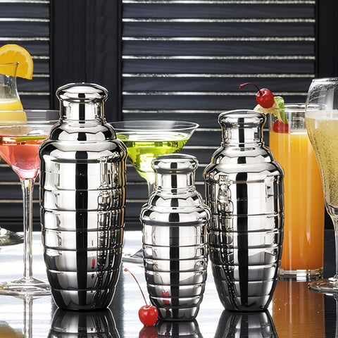 American Metalcraft BHS124 24 oz Stainless Steel Beehive Cocktail Shaker Set