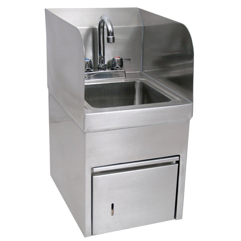 BK Resources BKHS-D-SS-SKTS-P-G Space Saver Wall Mount Hand Sink with Integrated Towel Dispenser and Faucet