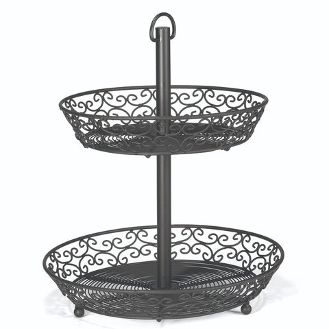 Tablecraft Products BKT2A Two-Tier Black Metal Display Basket