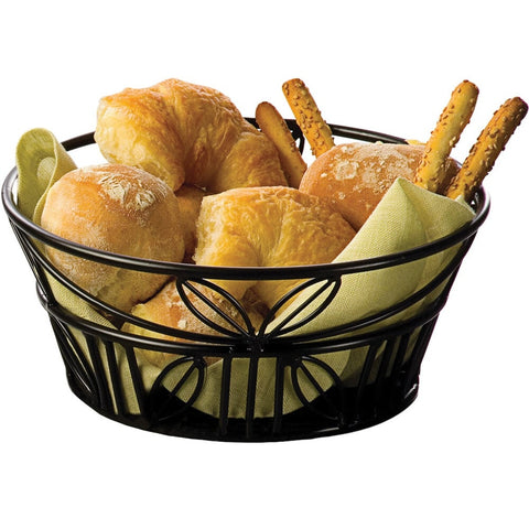 American Metalcraft BLLB94 Ironworks Black Wrought Iron Round Leaf Bread Basket