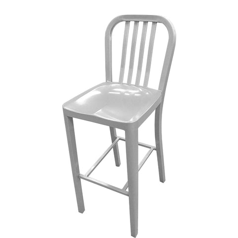 Oak Street Manufacturing BM-252-ALM Navy Series Aluminum Barstool with Vertical Slat Back