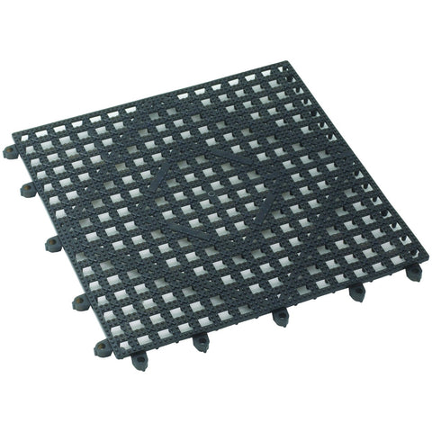 Winco BML-12K 12" x 12" Interlocking Bar Mat - Dark Smoke Plastic