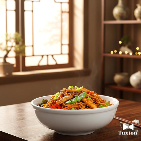 Tuxton China BPB-3503 35 oz. Porcelain White Vitrified China Menudo / Pasta / Salad Bowl
