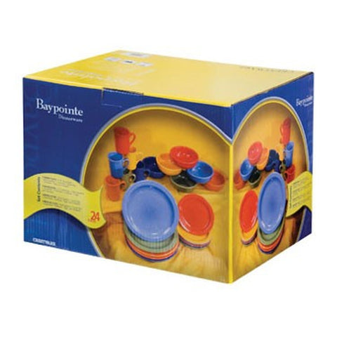 Crestware BPSET Bay Pointe 24-Piece China Dinnerware Box Set, Assorted Colors