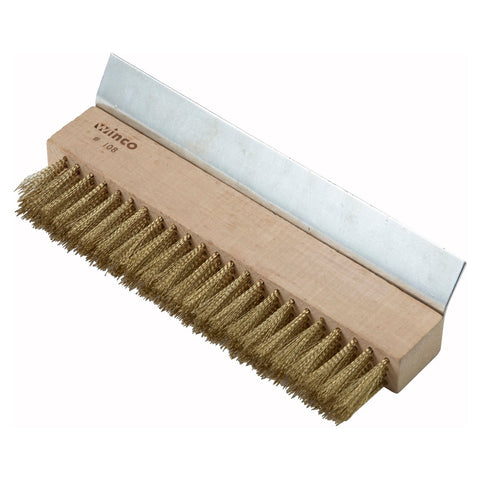 Winco BR-10 Pizza Oven Brush with Brass Bristles and Scraper