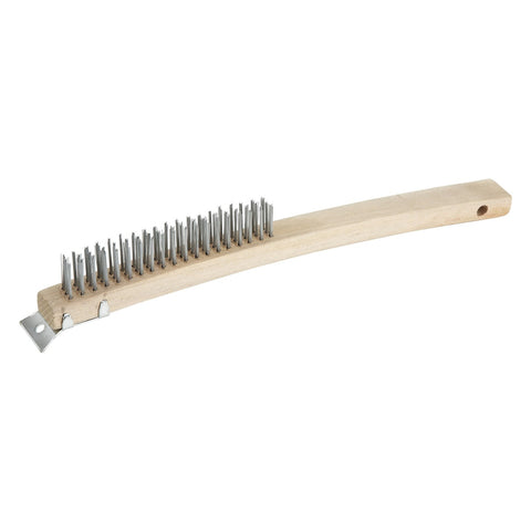 WINCO BR-319 14 Inch Scratch Brush with Wire Bristles and Scraper