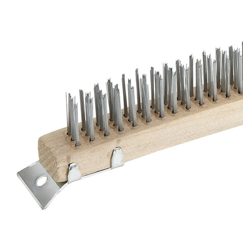 WINCO BR-319 14 Inch Scratch Brush with Wire Bristles and Scraper