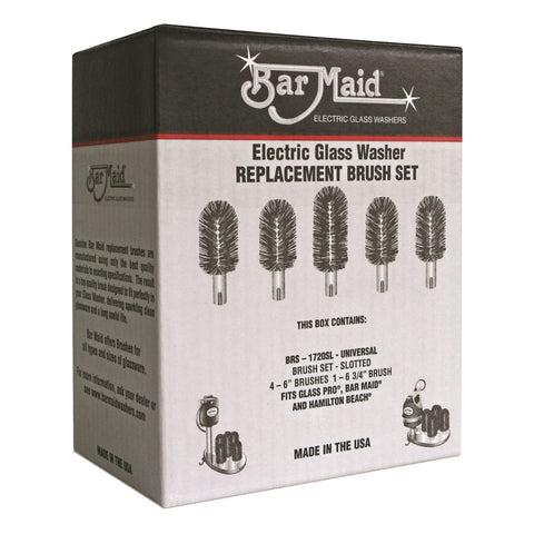 Bar Maid BRS-1720SL Universal Replacement Slotted Brush Set for Electric Glass Washers