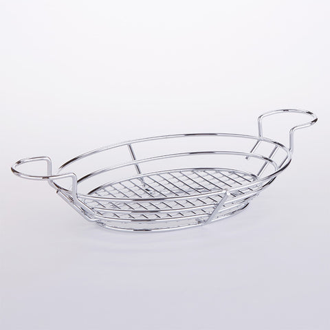 American Metalcraft BSKC118 Chrome Oval Wire Basket with Ramekin Holders, 11" x 8"