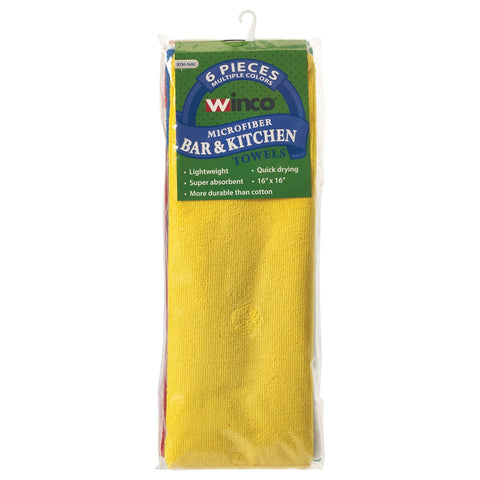 Winco BTM-16AC Microfiber Bar Towel, 16 x 16 in, Assorted
