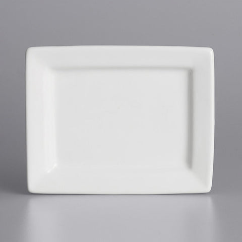 Tuxton China BWH-0703 7" x 5-1/2" White Rectangular China Plate