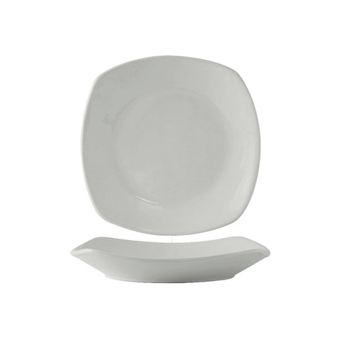 Tuxton China BWH-105J White Square Coupe Pasta Plate, 10.5"