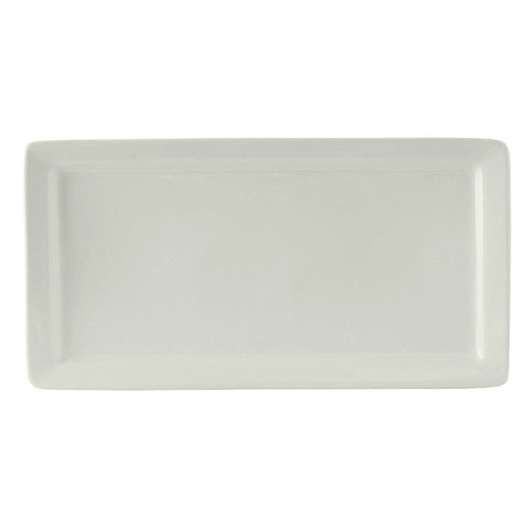 Tuxton China BWH-1547 DuraTux 15-1/2" x 8" White Rectangular China Platter