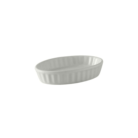 Tuxton China BWK-0502 5 oz. White Oval Fluted Creme Brulee Dish
