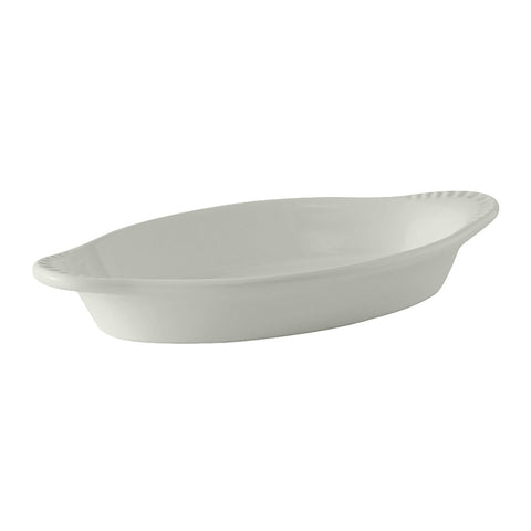 Tuxton China BWN-120 12 oz. Oval White Ceramic Welsh Rarebit Dish