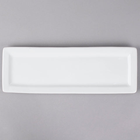 Tuxton China BWN-2003 White Rectangular China Platter
